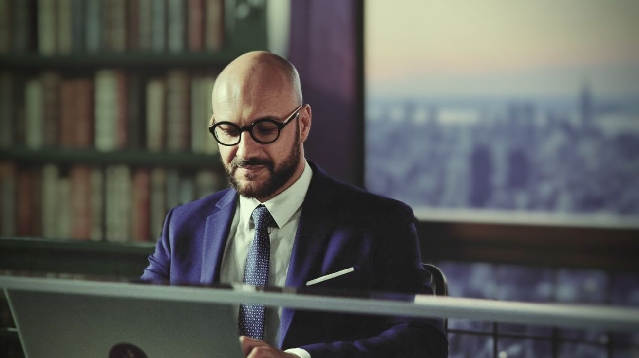 Dr. Khozin working at a laptop in a library